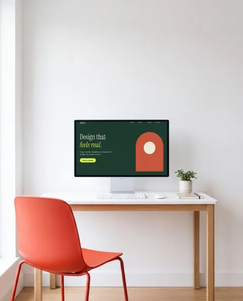 Monitor in a white studio mockup