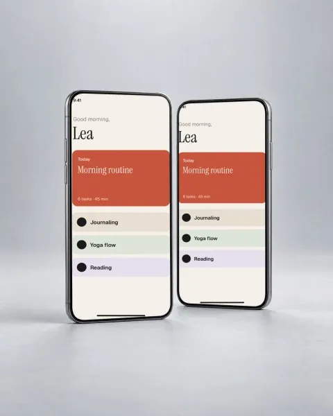 Two phones, grey studio mockup