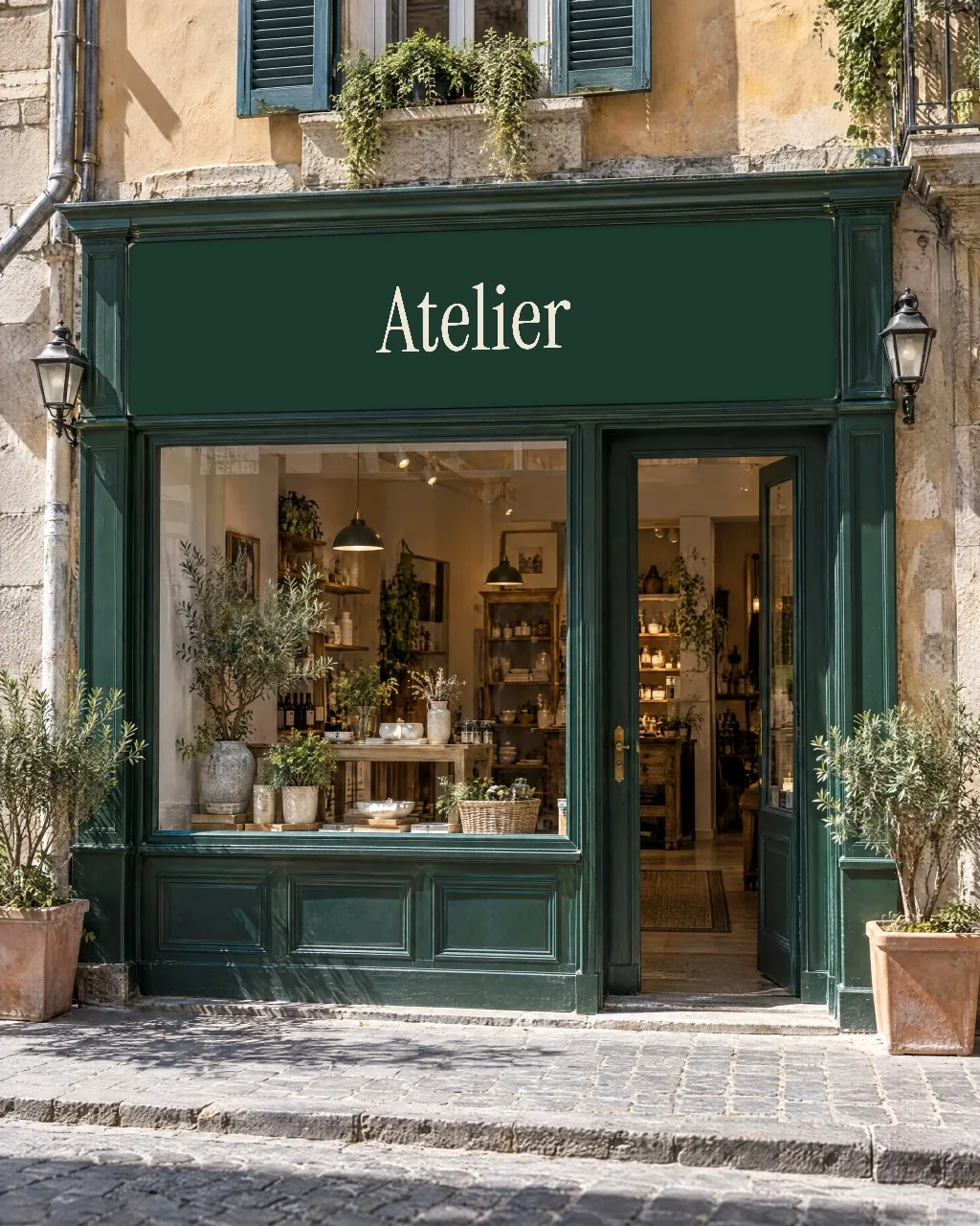 Shop sign above a boutique mockup