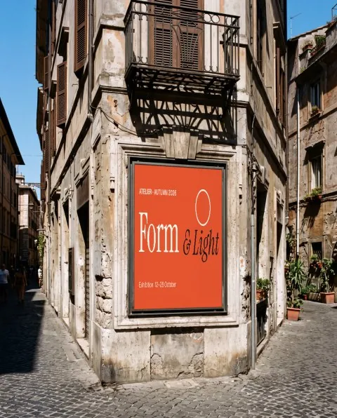 Art deco facade with poster mockup