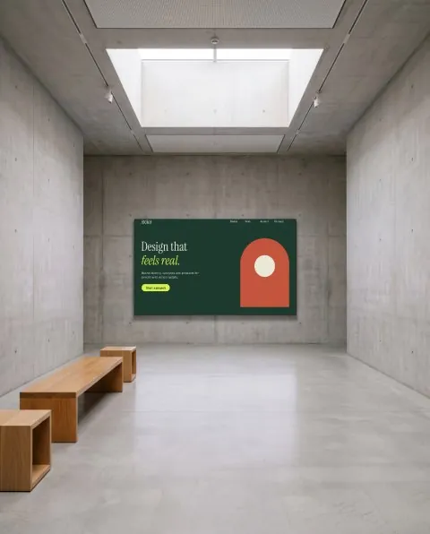 Wall display in a gallery mockup