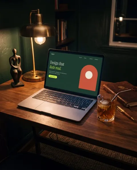 Laptop, dark and moody mockup