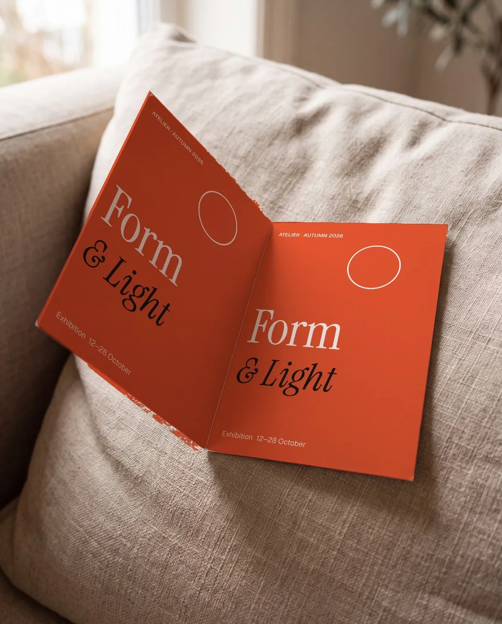 Folded flyer on linen mockup