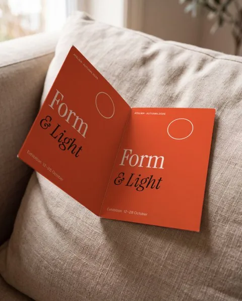 Folded flyer on linen mockup