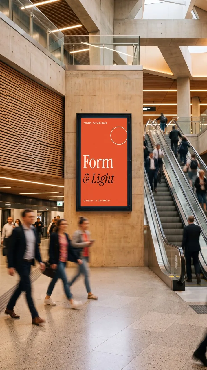 Digital screen in the metro mockup