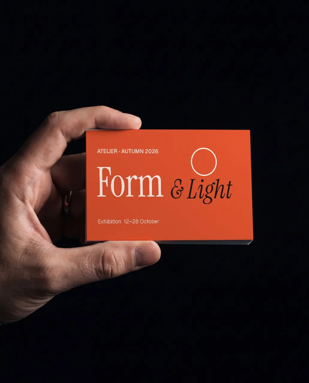 Card in hand, black mockup
