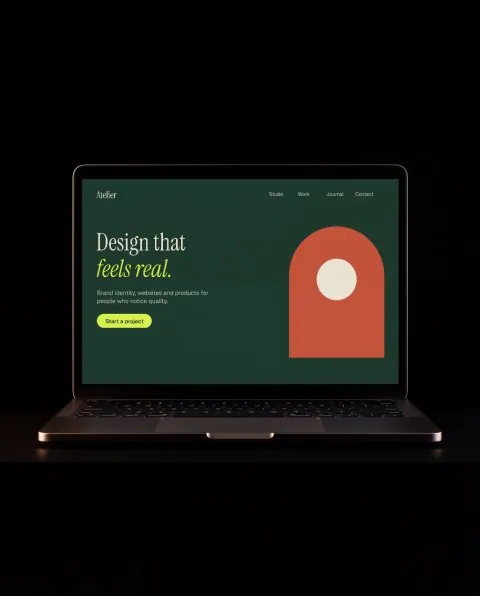 Laptop front view, black mockup
