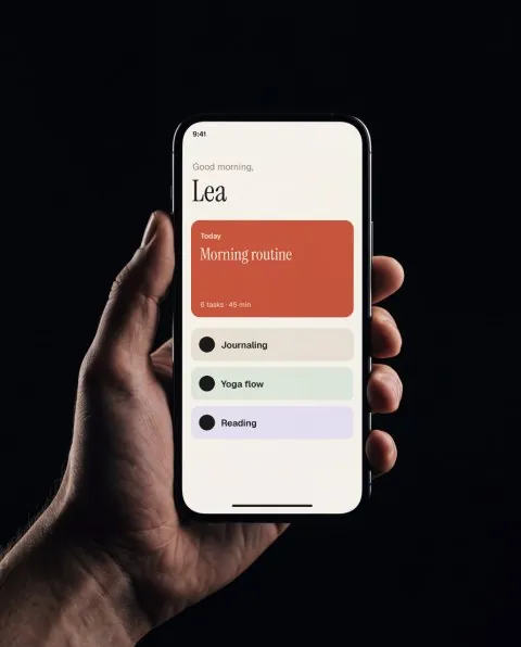 Phone in hand, black mockup