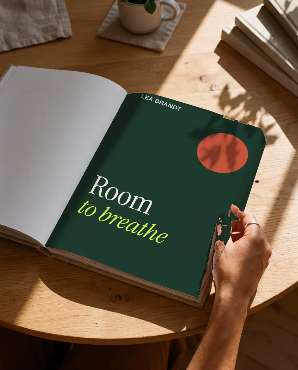 Open book, sunlight mockup