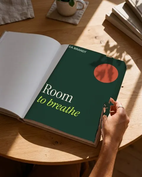 Open book, sunlight mockup