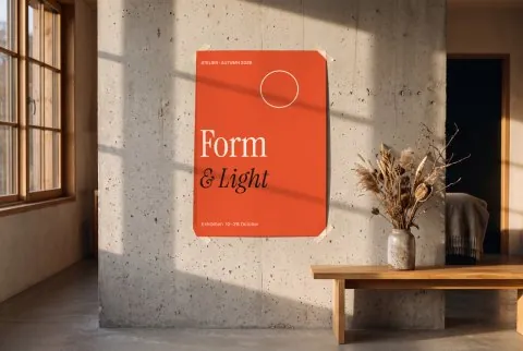 Poster on a concrete wall mockup