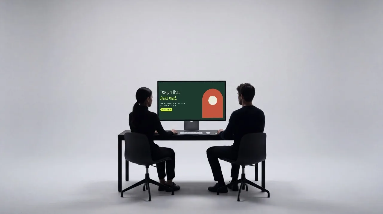Monitor with two silhouettes mockup