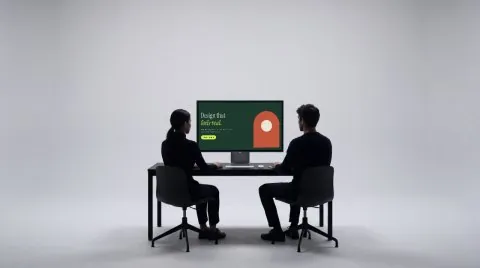 Monitor with two silhouettes mockup