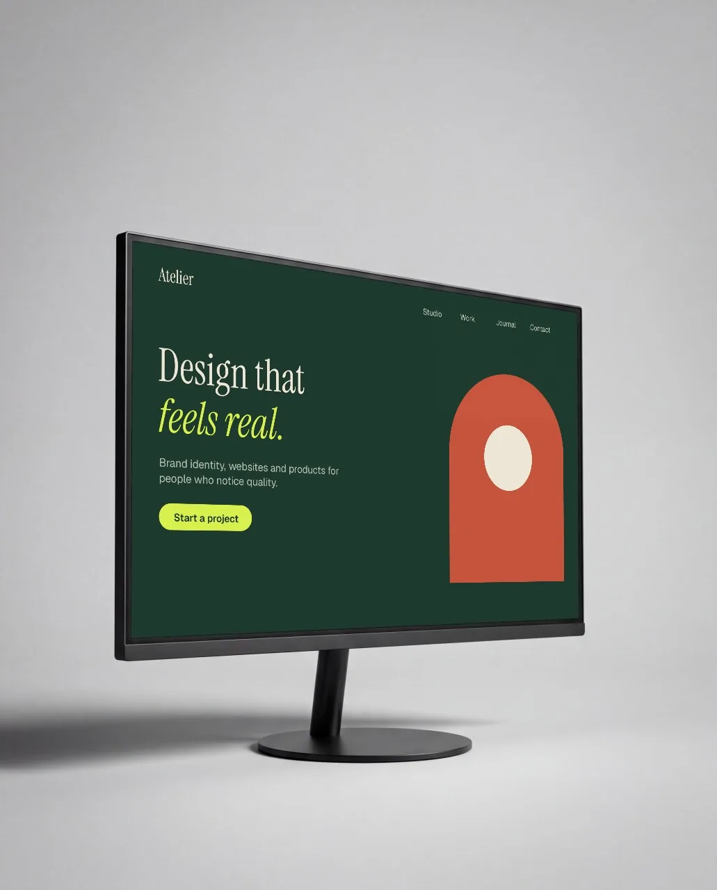 Monitor, grey studio mockup
