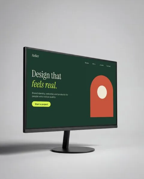 Monitor, grey studio mockup