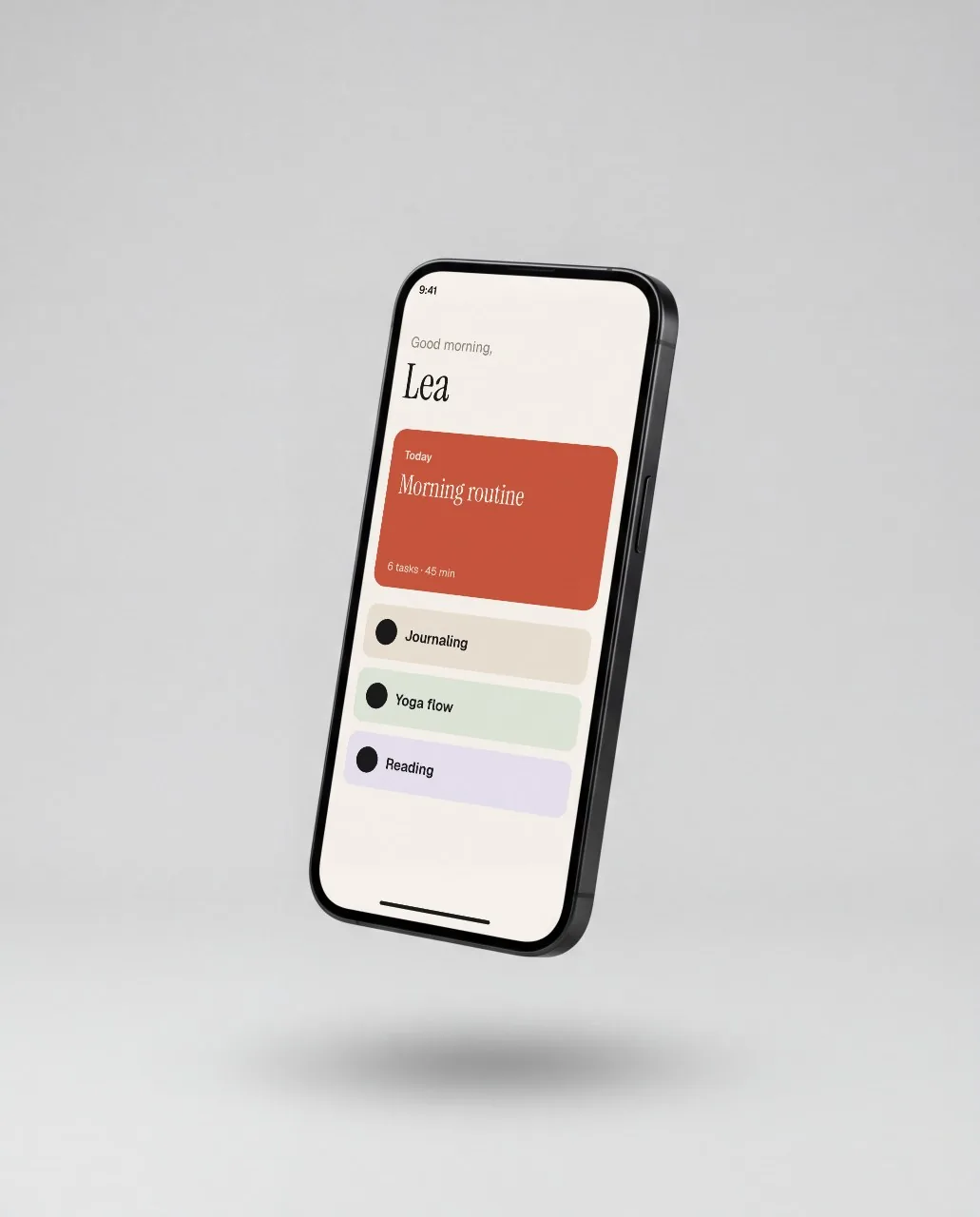 Floating phone, grey studio mockup