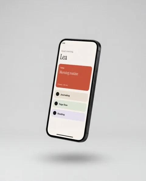 Floating phone, grey studio mockup