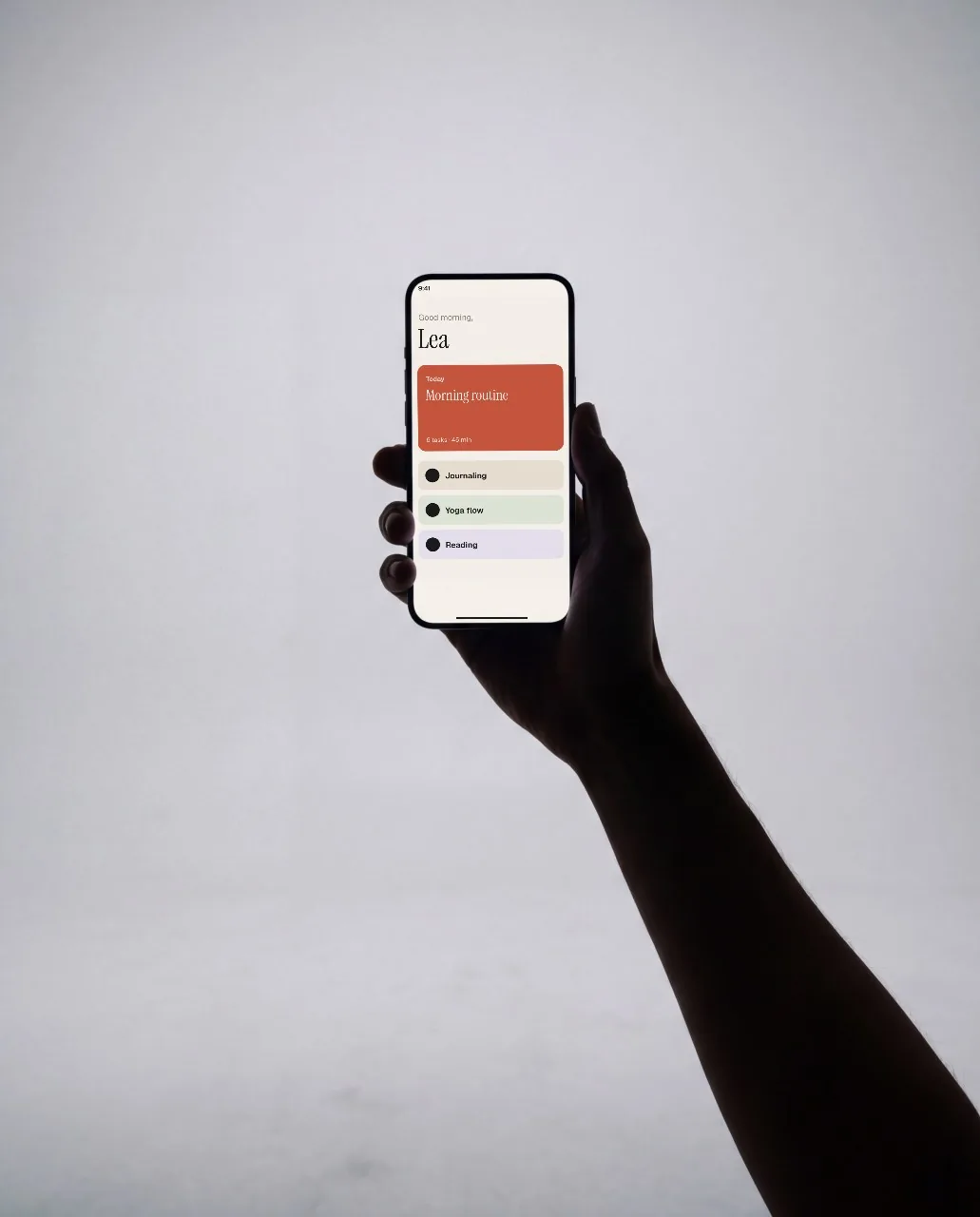 Phone from below, hand silhouette mockup