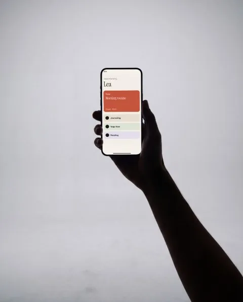 Phone from below, hand silhouette mockup