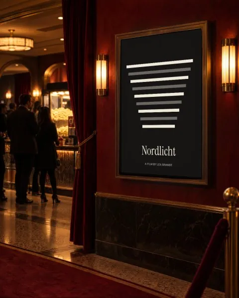 Poster lightbox in a cinema foyer mockup