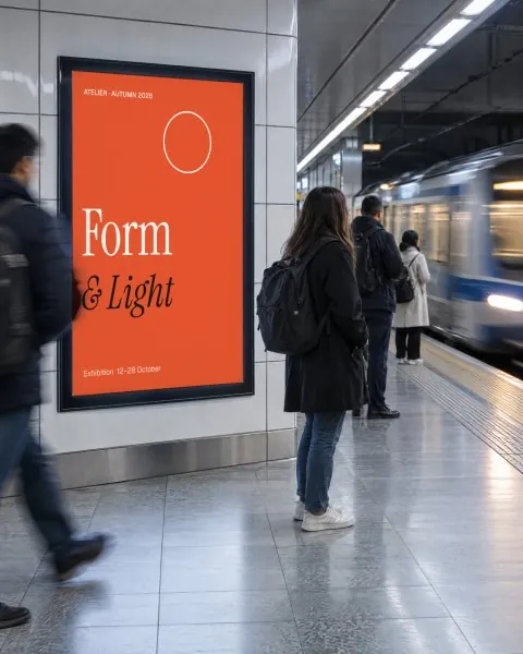 Lightbox on a metro platform mockup