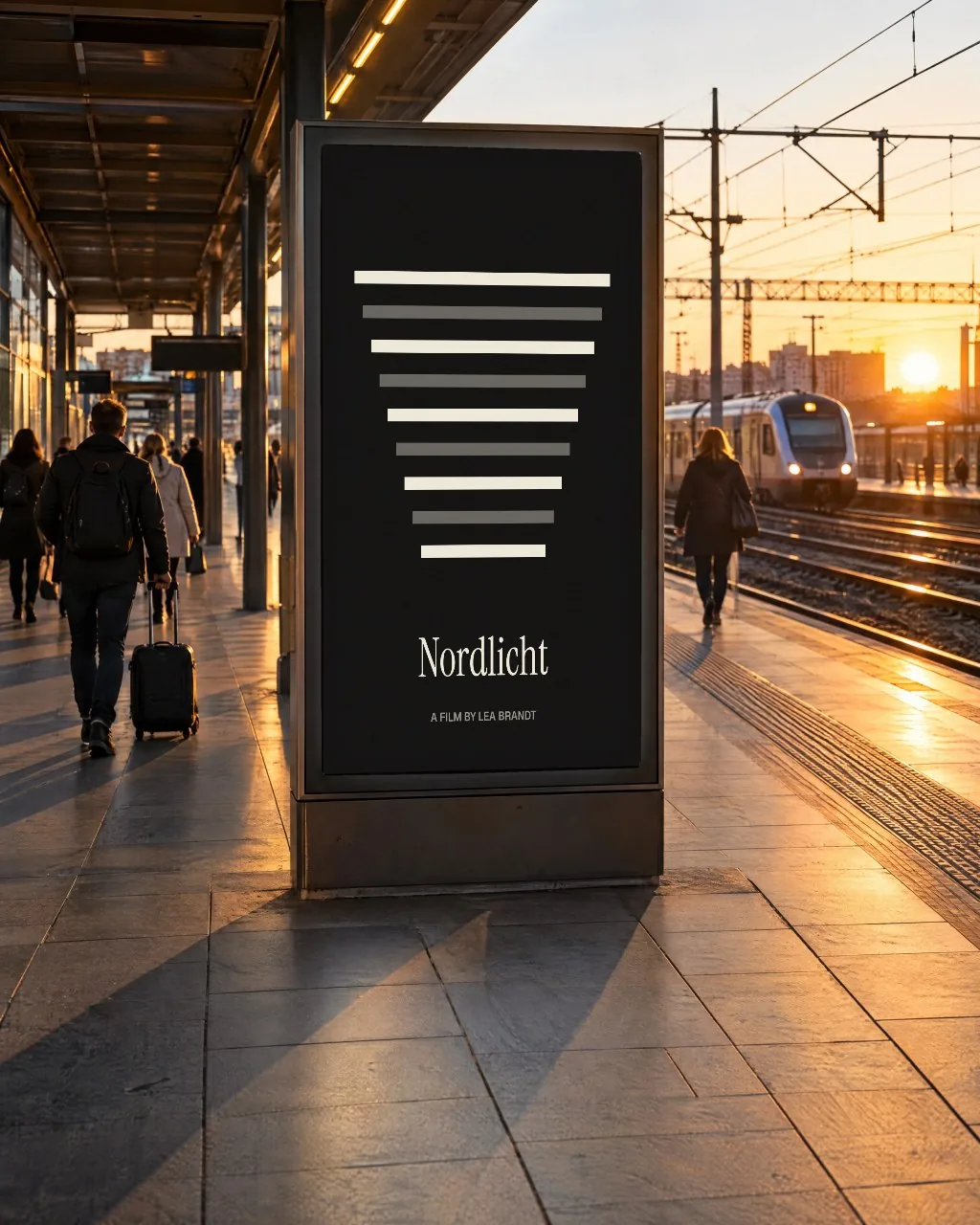 Lightbox on a platform at golden hour mockup