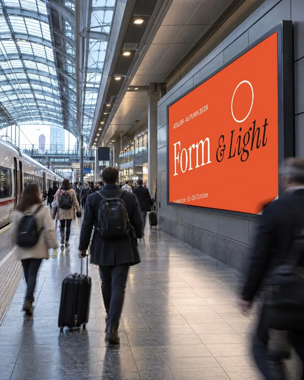Billboard on a train platform mockup