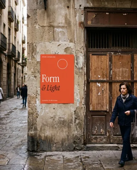 Pasted poster on a house wall mockup
