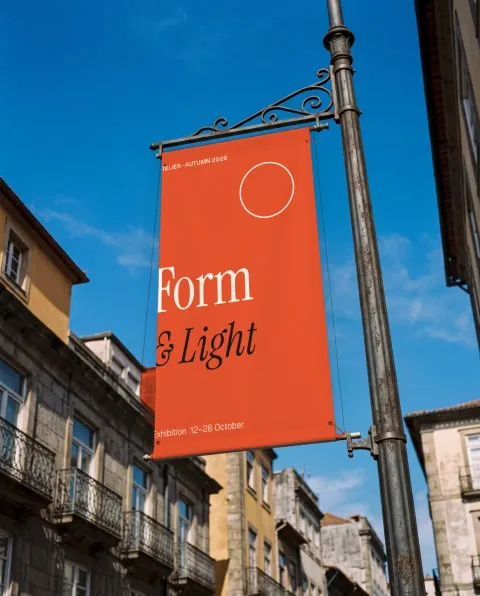 Banner on a lamppost mockup