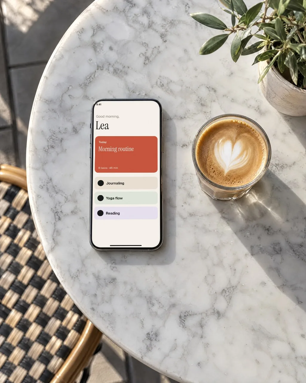 Phone on a café table mockup