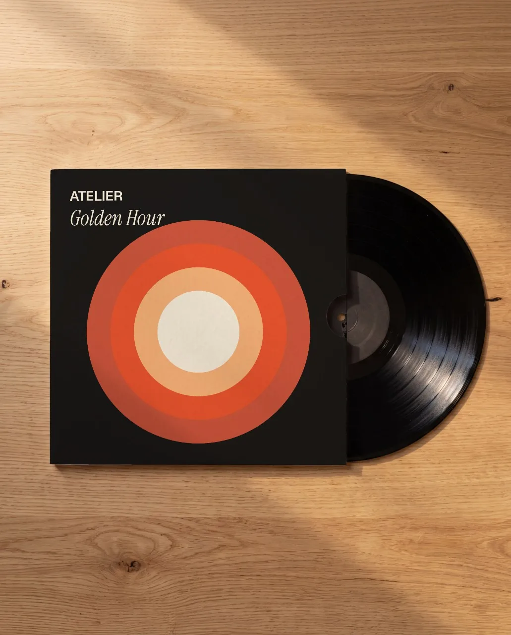 Vinyl sleeve on oak mockup