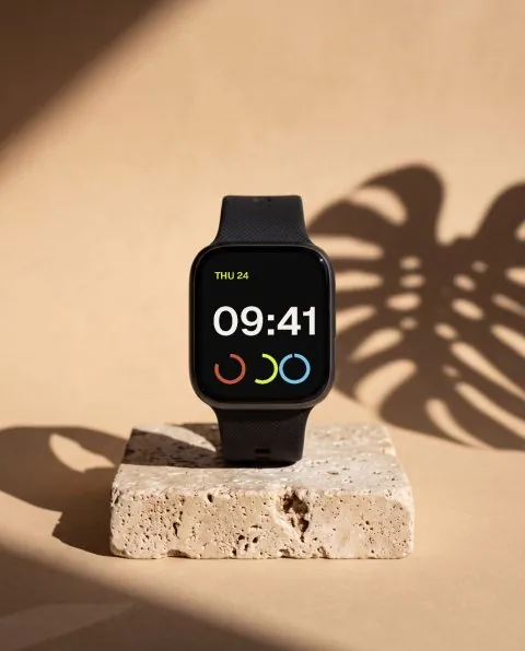 Smartwatch on travertine mockup